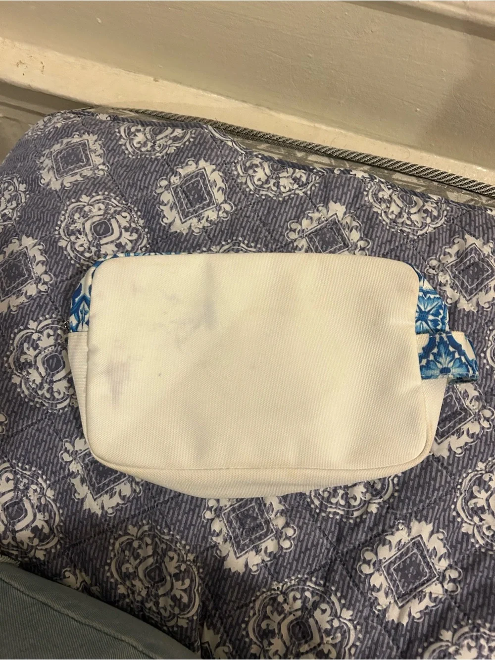 Dolce & Gabbana White and Blue Canvas Cosmetic Pouch - Light Blue Logo